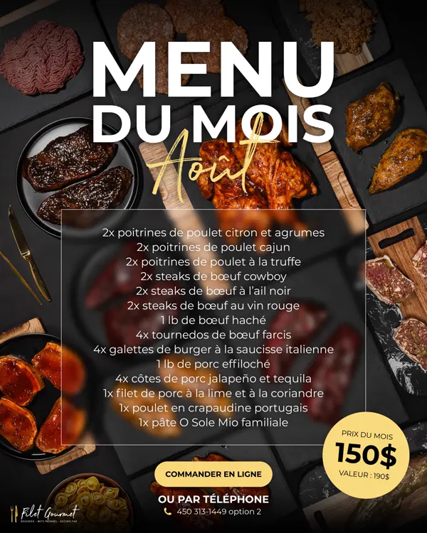 Menu du mois d'août