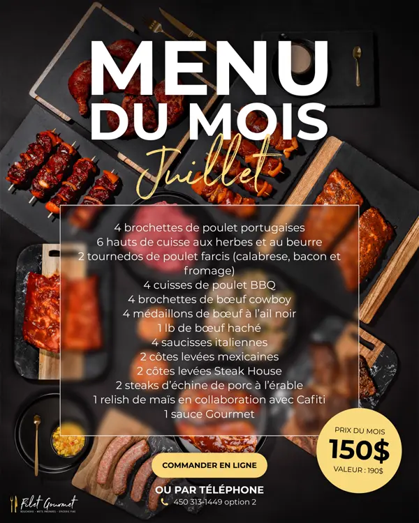 Menu du mois de juillet