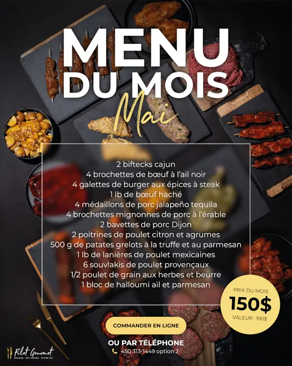 Menu du mois de mai